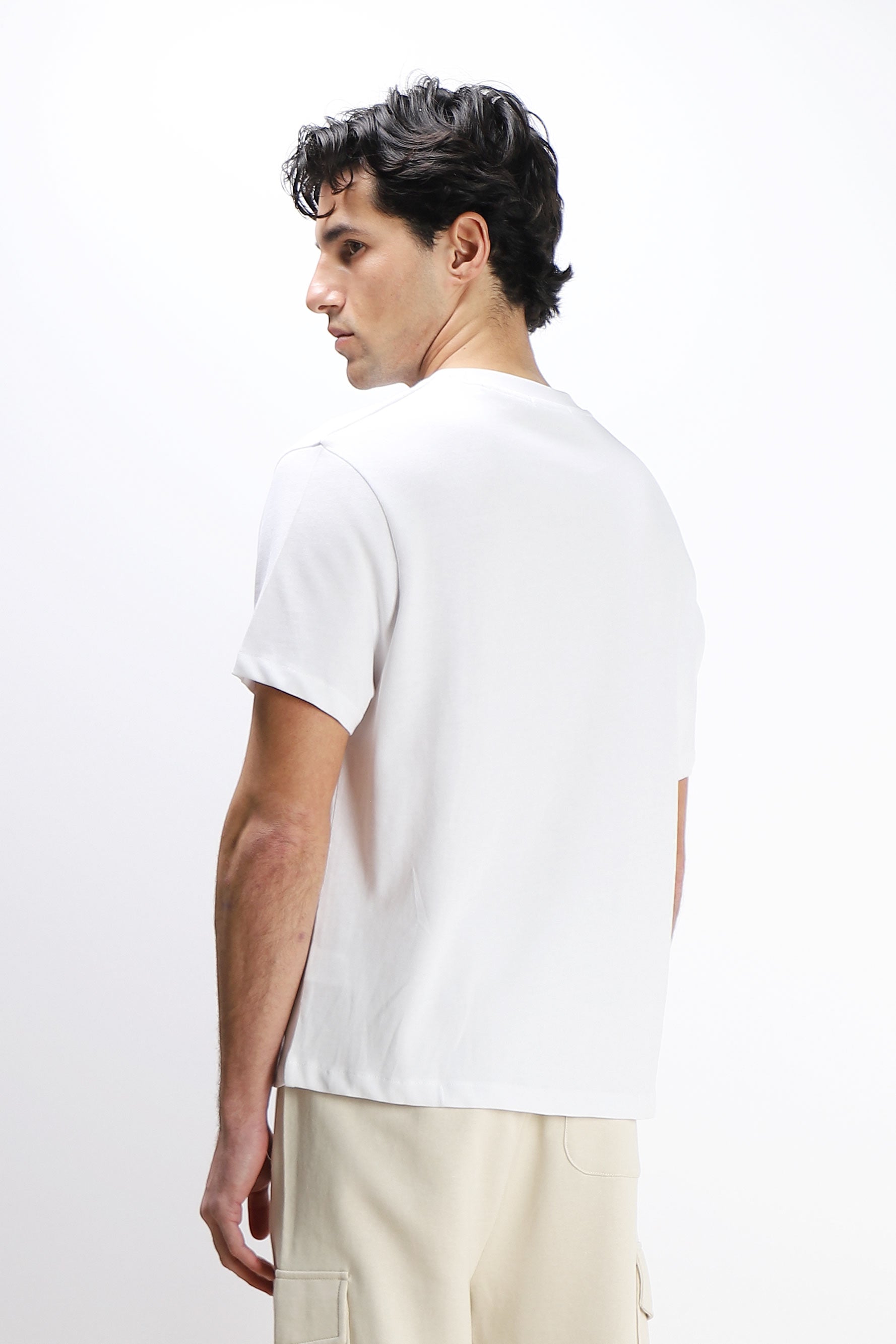 T-SHIRT GIROCOLLO BASIC IN MAGLINA BIANCO