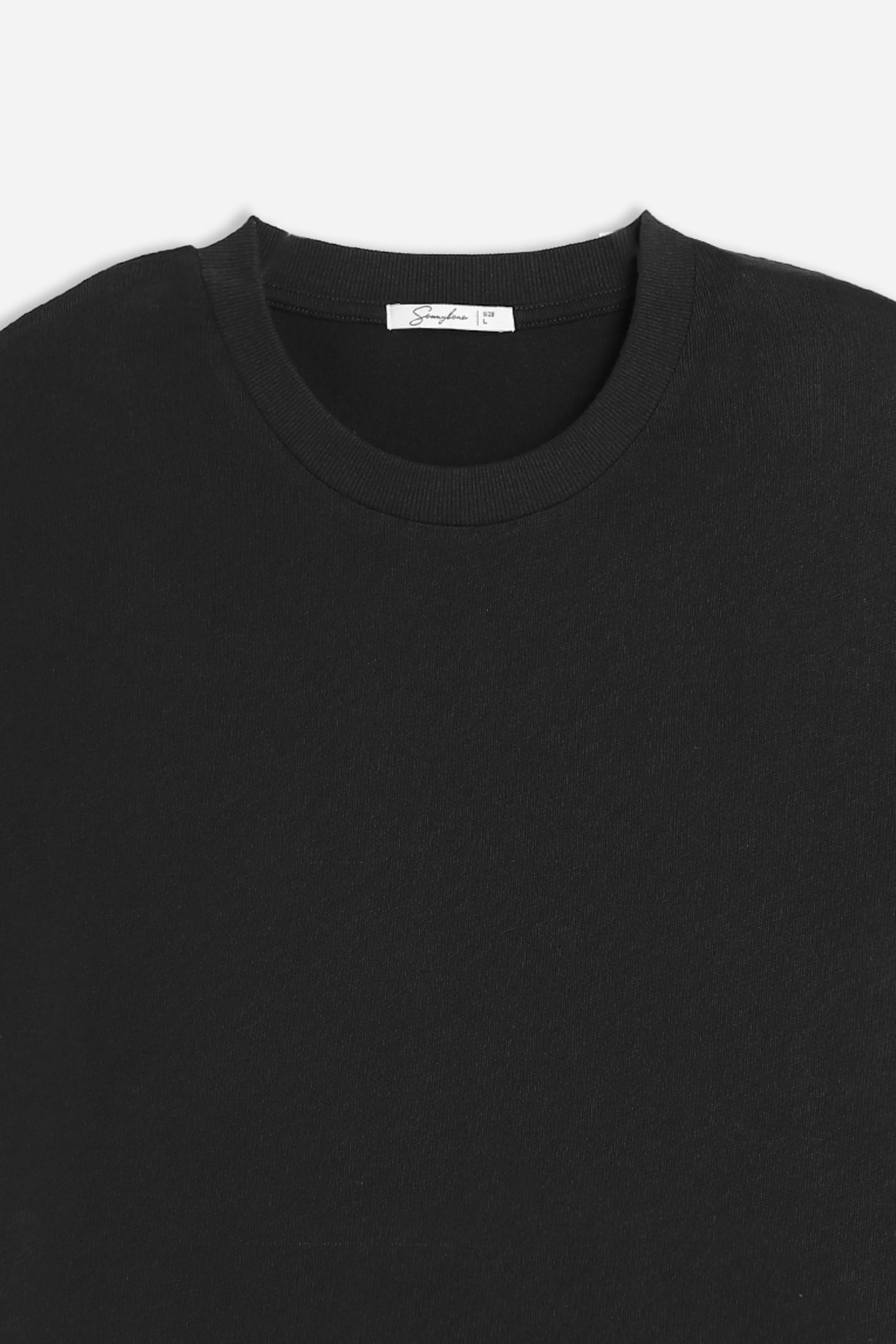 T-SHIRT GIROCOLLO BASIC IN MAGLINA NERO