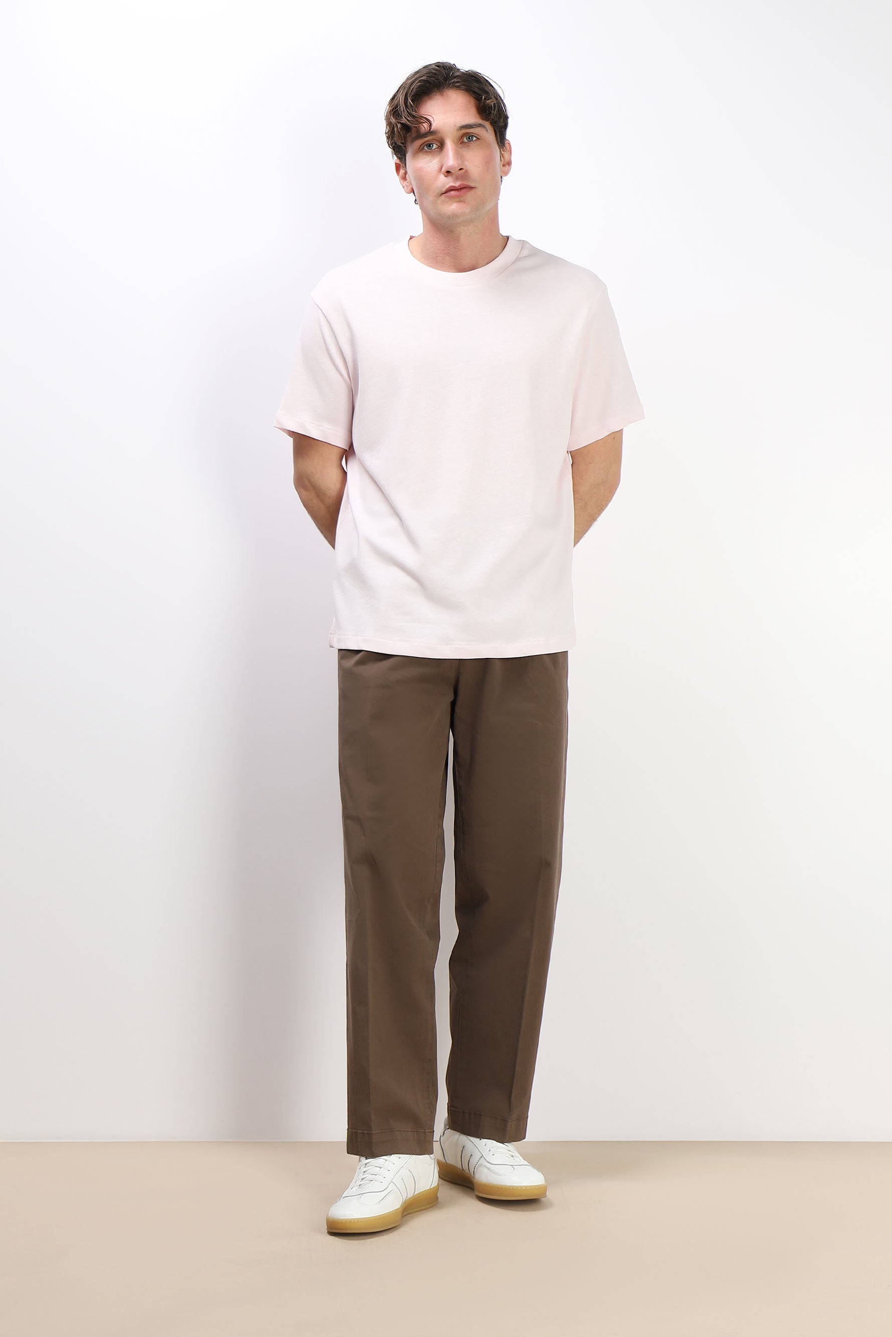 T-SHIRT GIROCOLLO BASIC IN MAGLINA ROSA