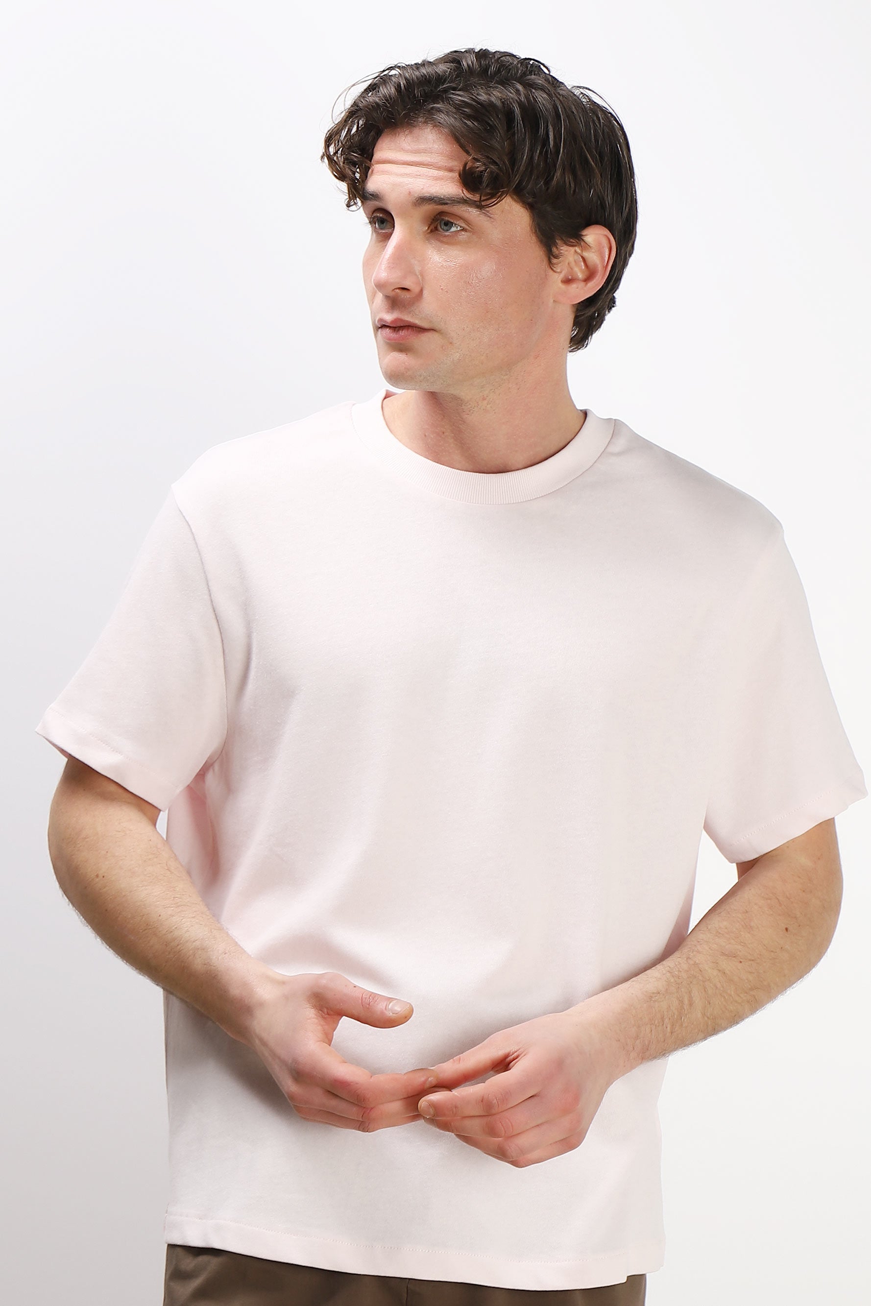 T-SHIRT GIROCOLLO BASIC IN MAGLINA ROSA