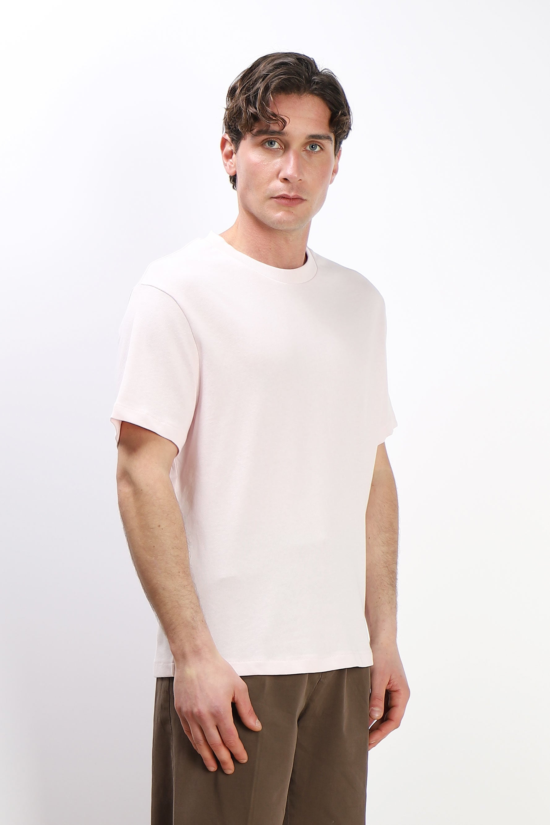 T-SHIRT GIROCOLLO BASIC IN MAGLINA ROSA