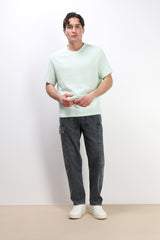 T-SHIRT GIROCOLLO BASIC IN MAGLINA VERDE ACQUA