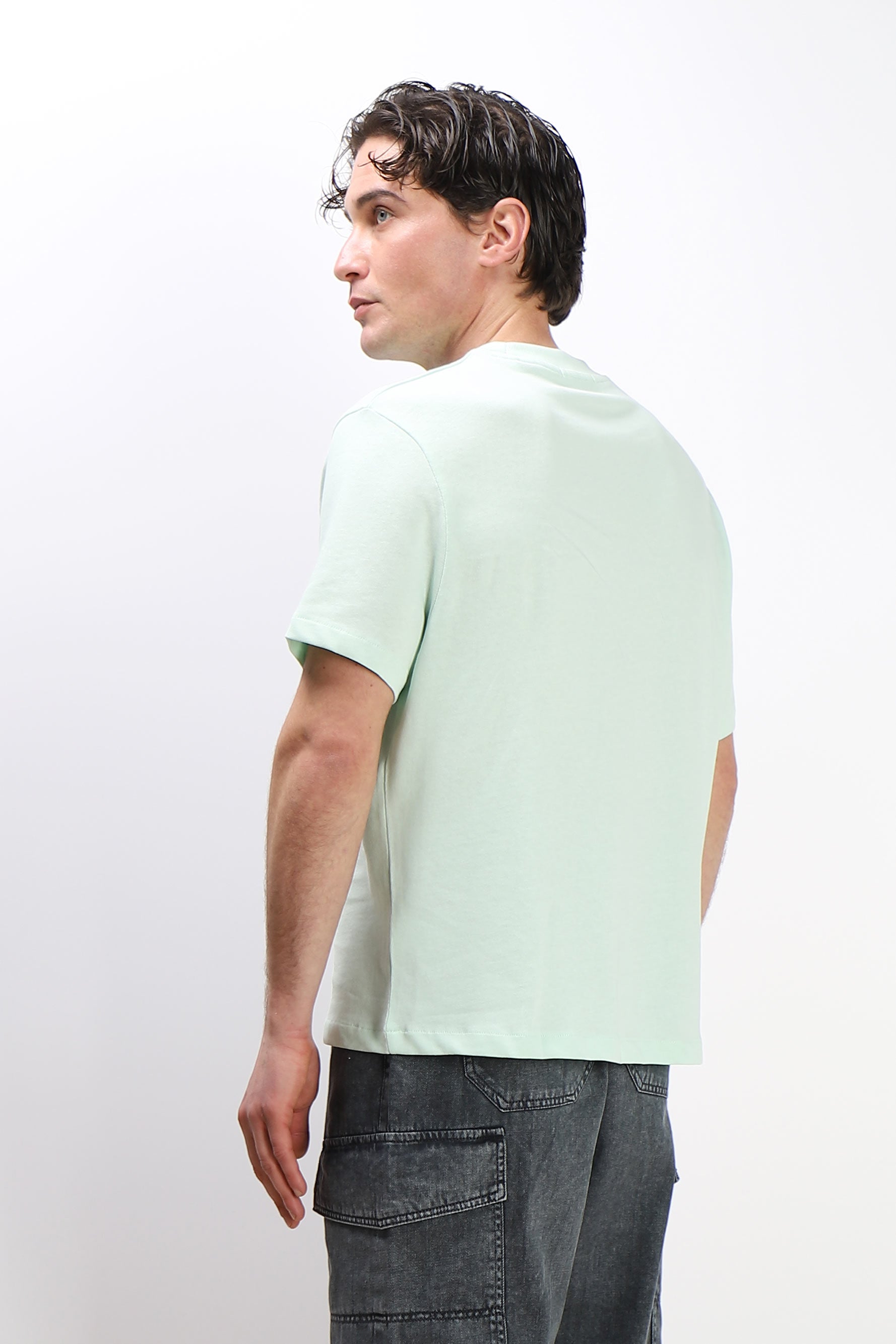 T-SHIRT GIROCOLLO BASIC IN MAGLINA VERDE ACQUA