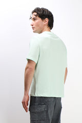 T-SHIRT GIROCOLLO BASIC IN MAGLINA VERDE ACQUA