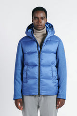 GIUBBOTTO IMBOTTITO CON MANICHE IN RIB AZZURRO