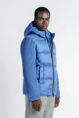 GIUBBOTTO IMBOTTITO CON MANICHE IN RIB AZZURRO