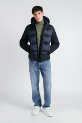 GIUBBOTTO IMBOTTITO CON MANICHE IN RIB BLEU