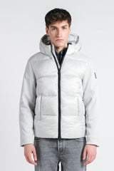 GIUBBOTTO IMBOTTITO CON MANICHE IN RIB GRIGIO GHIACCIO