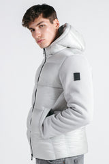 GIUBBOTTO IMBOTTITO CON MANICHE IN RIB GRIGIO GHIACCIO