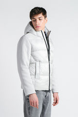 GIUBBOTTO IMBOTTITO CON MANICHE IN RIB GRIGIO GHIACCIO