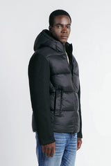 GIUBBOTTO IMBOTTITO CON MANICHE IN RIB NERO