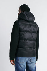 GIUBBOTTO IMBOTTITO CON MANICHE IN RIB NERO