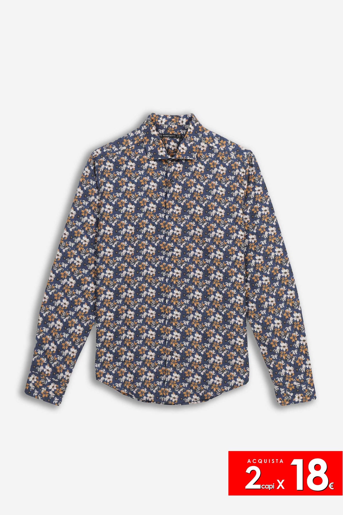 CAMICIA FANTASIA STRETCH BLU