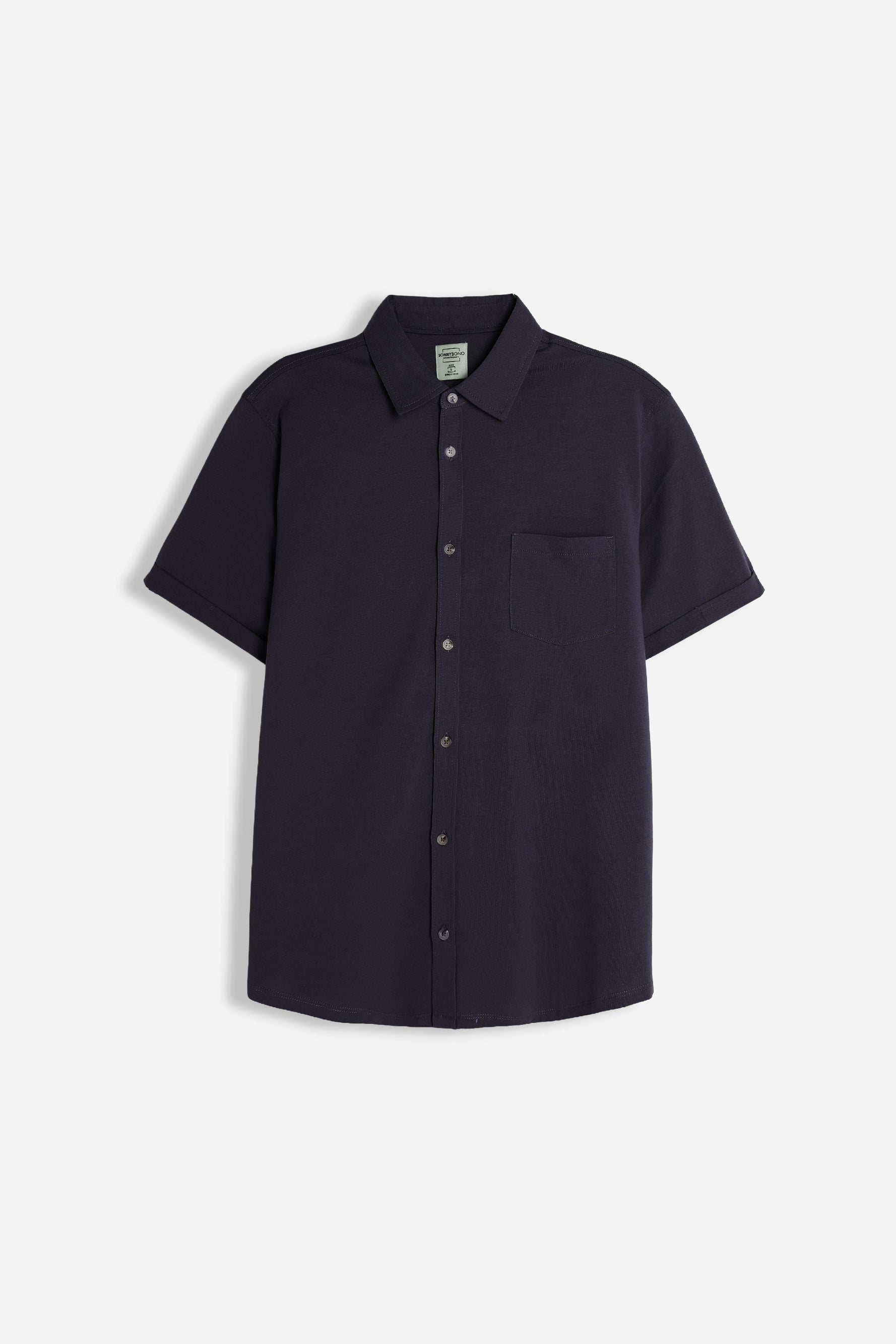 CAMICIA MEZZA MANICA IN JERSEY BLEU