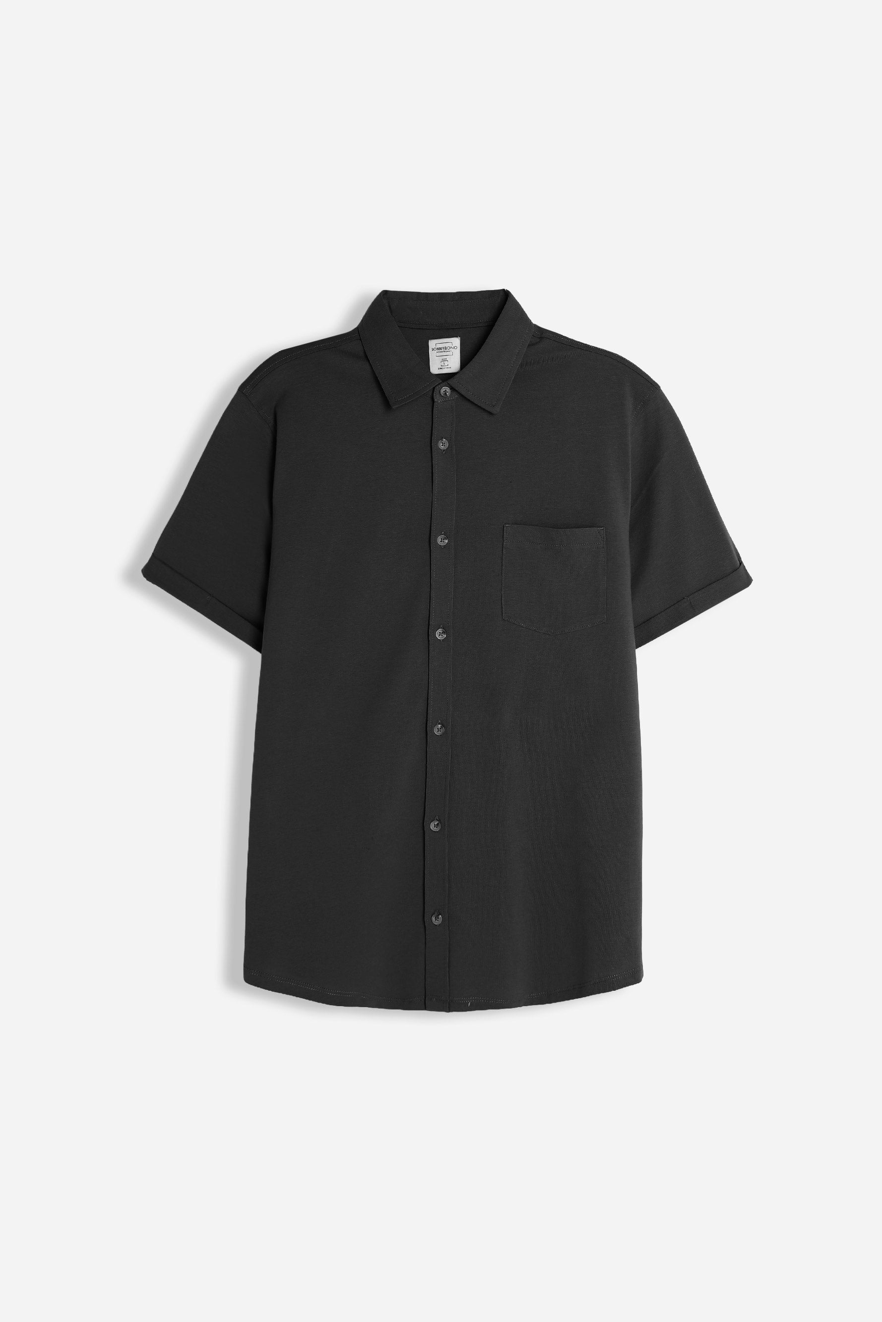 CAMICIA MEZZA MANICA IN JERSEY NERO