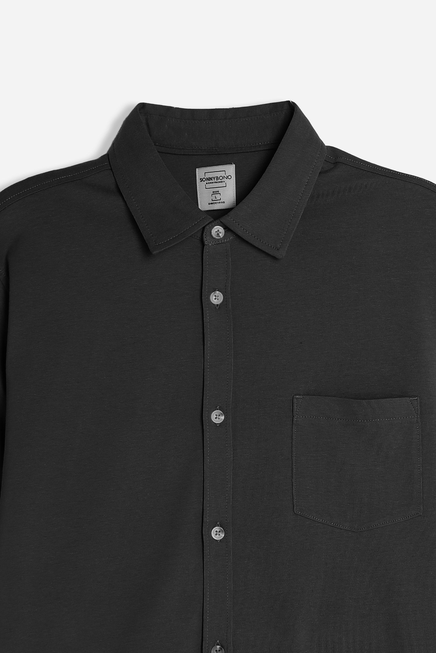 CAMICIA MEZZA MANICA IN JERSEY NERO