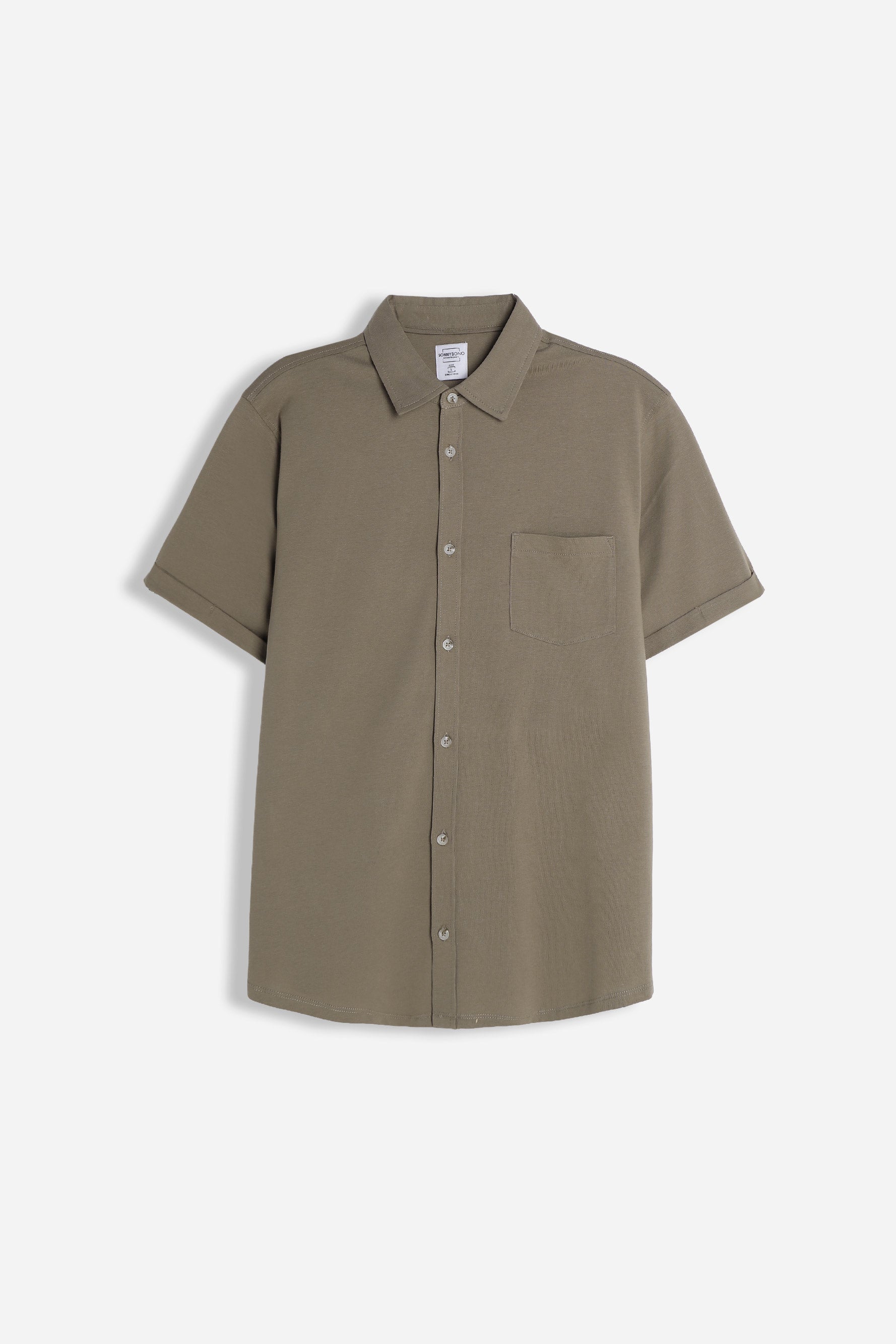 CAMICIA MEZZA MANICA IN JERSEY FANGO