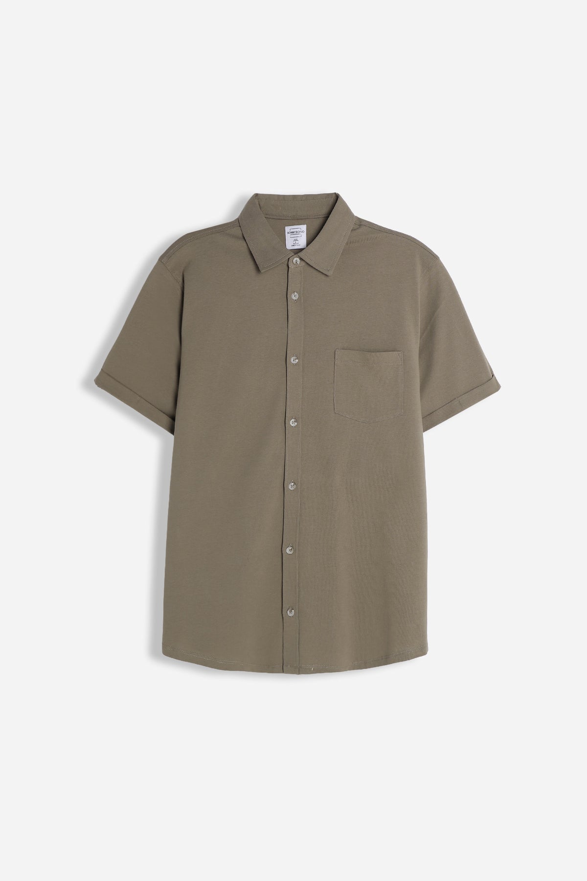 CAMICIA MEZZA MANICA IN JERSEY FANGO