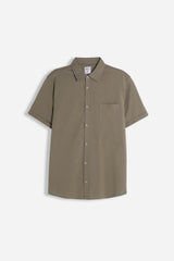 CAMICIA MEZZA MANICA IN JERSEY FANGO