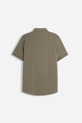 CAMICIA MEZZA MANICA IN JERSEY FANGO