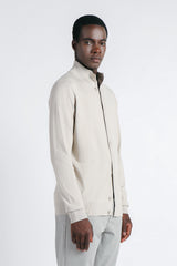 CARDIGAN CON COLLO ALTO BEIGE CHIARO