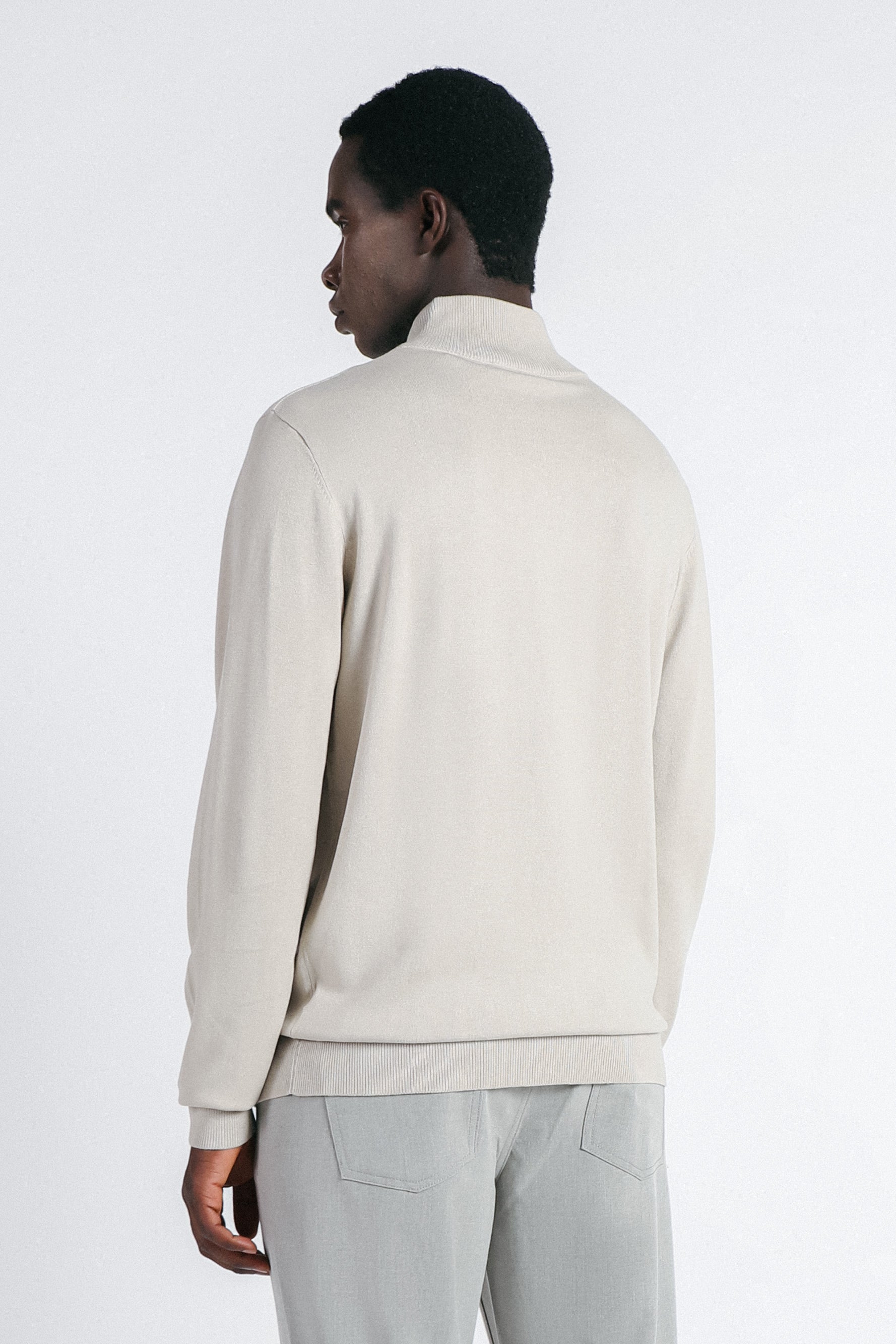CARDIGAN CON COLLO ALTO BEIGE CHIARO
