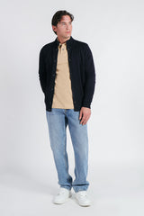 CARDIGAN CON COLLO ALTO BLEU