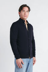 CARDIGAN CON COLLO ALTO BLEU