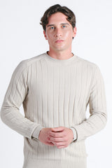MAGLIA GIROCOLLO LAVORATA BEIGE CHIARO