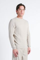 MAGLIA GIROCOLLO LAVORATA BEIGE CHIARO