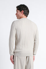 MAGLIA GIROCOLLO LAVORATA BEIGE CHIARO