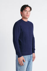 MAGLIA GIROCOLLO LAVORATA COBALTO