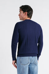 MAGLIA GIROCOLLO LAVORATA COBALTO