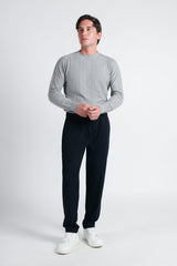 MAGLIA GIROCOLLO LAVORATA GRIGIO CHIARO