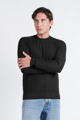 MAGLIA GIROCOLLO LAVORATA NERO