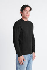 MAGLIA GIROCOLLO LAVORATA NERO