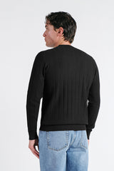 MAGLIA GIROCOLLO LAVORATA NERO