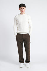 MAGLIA GIROCOLLO LAVORATA PANNA