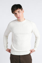 MAGLIA GIROCOLLO LAVORATA PANNA