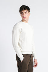 MAGLIA GIROCOLLO LAVORATA PANNA