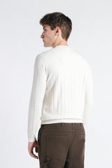 MAGLIA GIROCOLLO LAVORATA PANNA