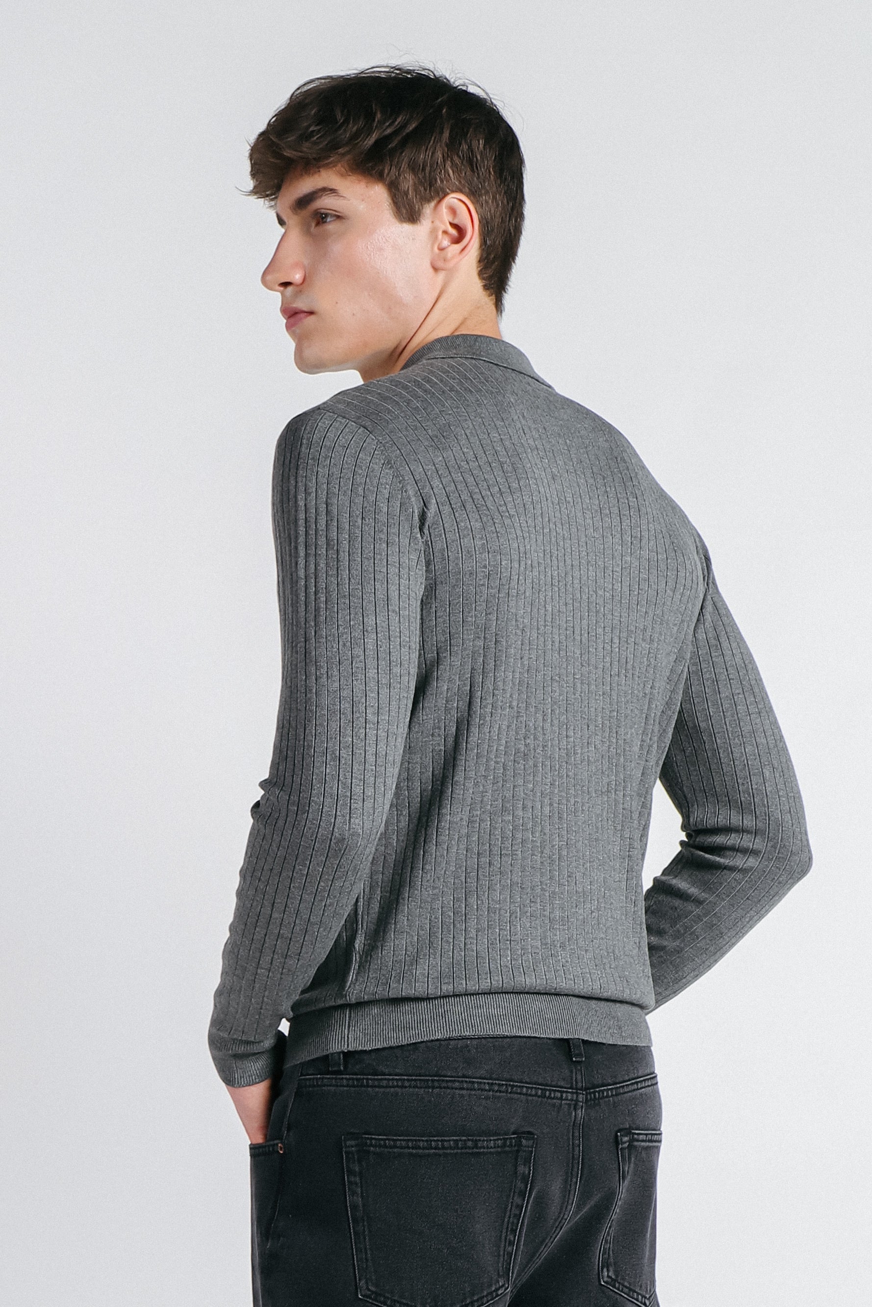 MAGLIA POLO IN COSTINA  CON MEZZA ZIP M G.MEDIO