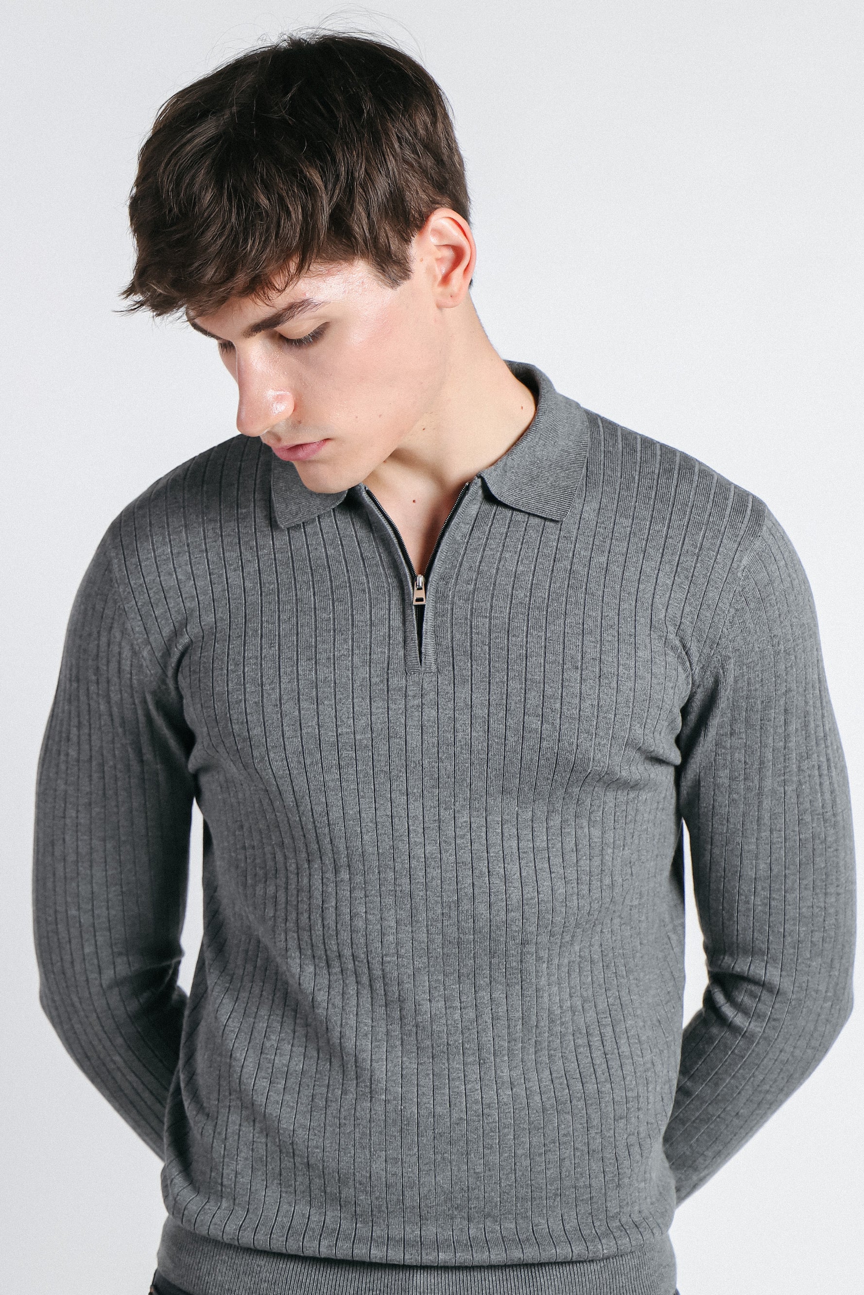 MAGLIA POLO IN COSTINA  CON MEZZA ZIP M G.MEDIO
