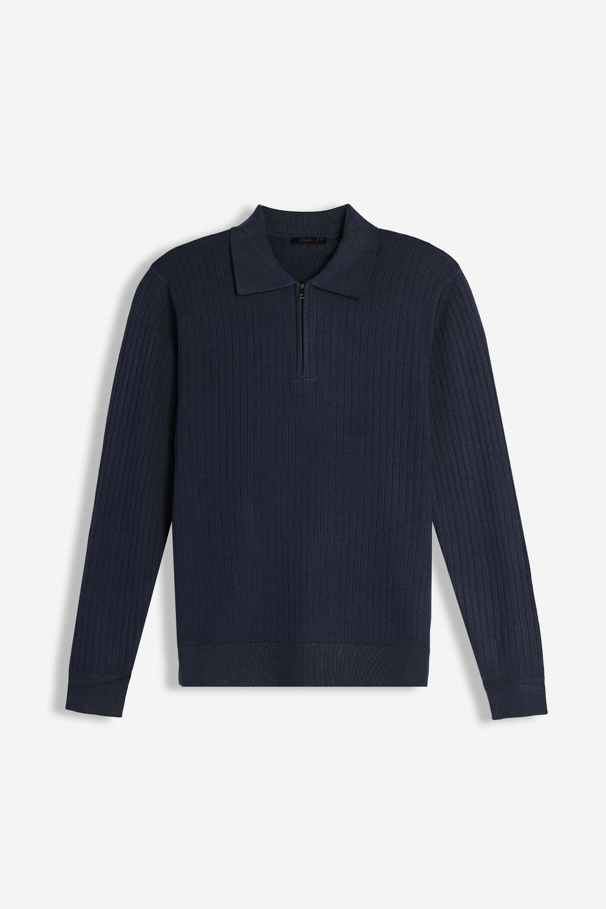 MAGLIA A COSTINA COLLO POLO MEZZA ZIP BLEU