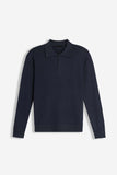 MAGLIA A COSTINA COLLO POLO MEZZA ZIP BLEU
