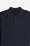 MAGLIA A COSTINA COLLO POLO MEZZA ZIP BLEU