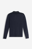 MAGLIA A COSTINA COLLO POLO MEZZA ZIP BLEU