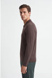 MAGLIA A COSTINA COLLO POLO MEZZA ZIP M TORTORA