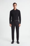 MAGLIA A COSTINA COLLO POLO MEZZA ZIP NERO