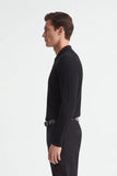 MAGLIA A COSTINA COLLO POLO MEZZA ZIP NERO